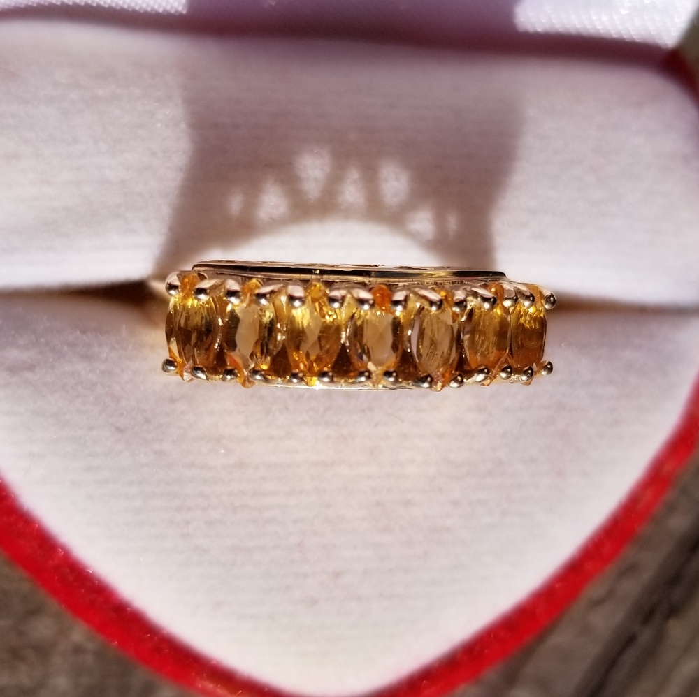 Rare 7 Honey Yellow Sapphires Ring